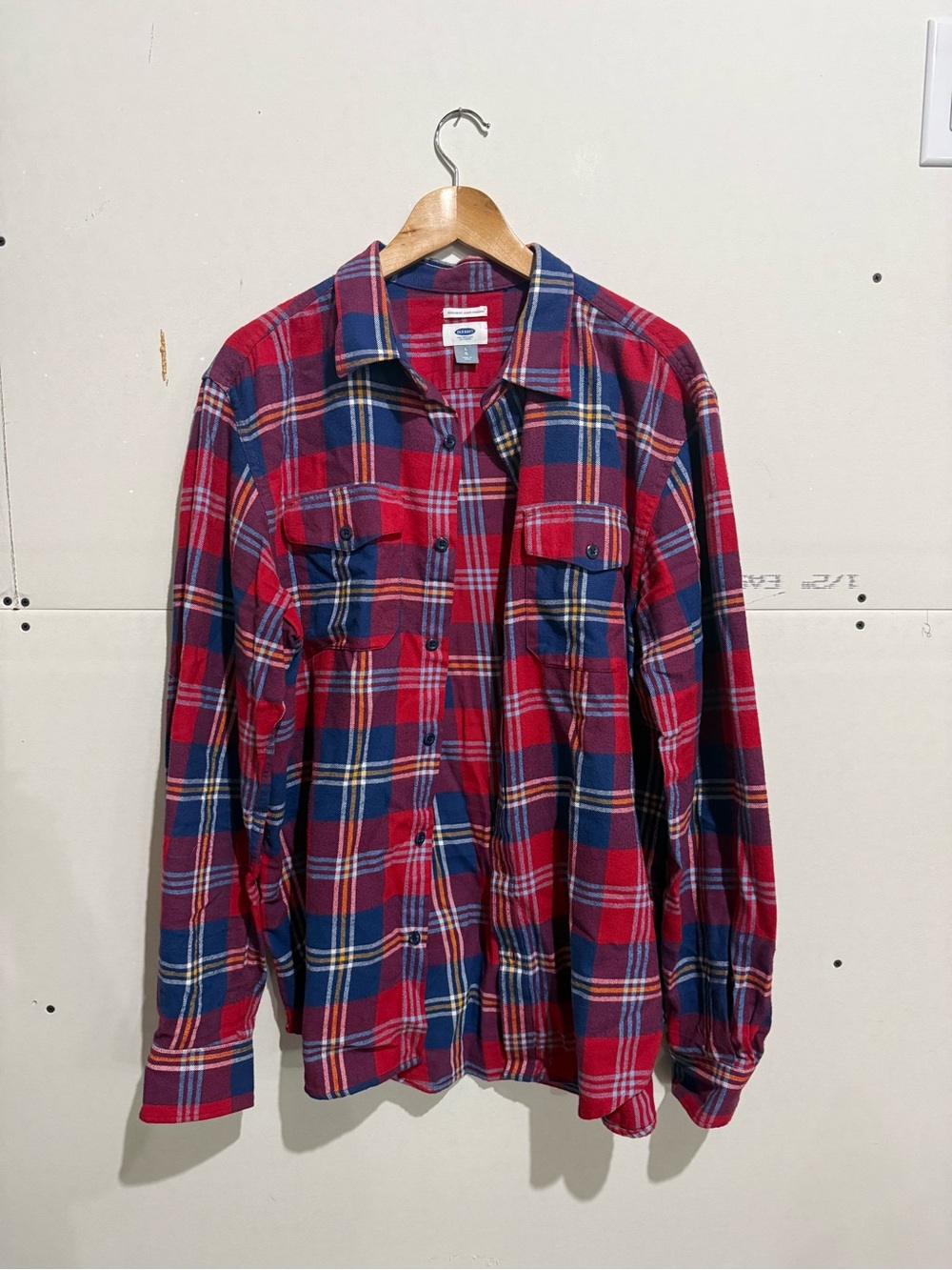 Old Navy Red and Navy Plaid Flannel Shirt